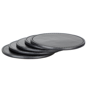 Leather Coasters Black - Set of 6 pieces